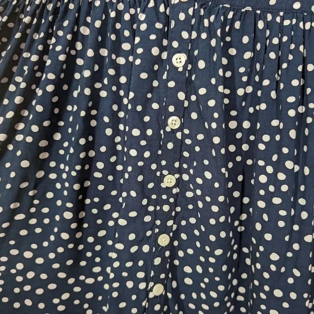 Kivari Mahala V-Neck Button Front Mini Dress Blue Polka Dot Bell Sleeves XS - Picture 6 of 9